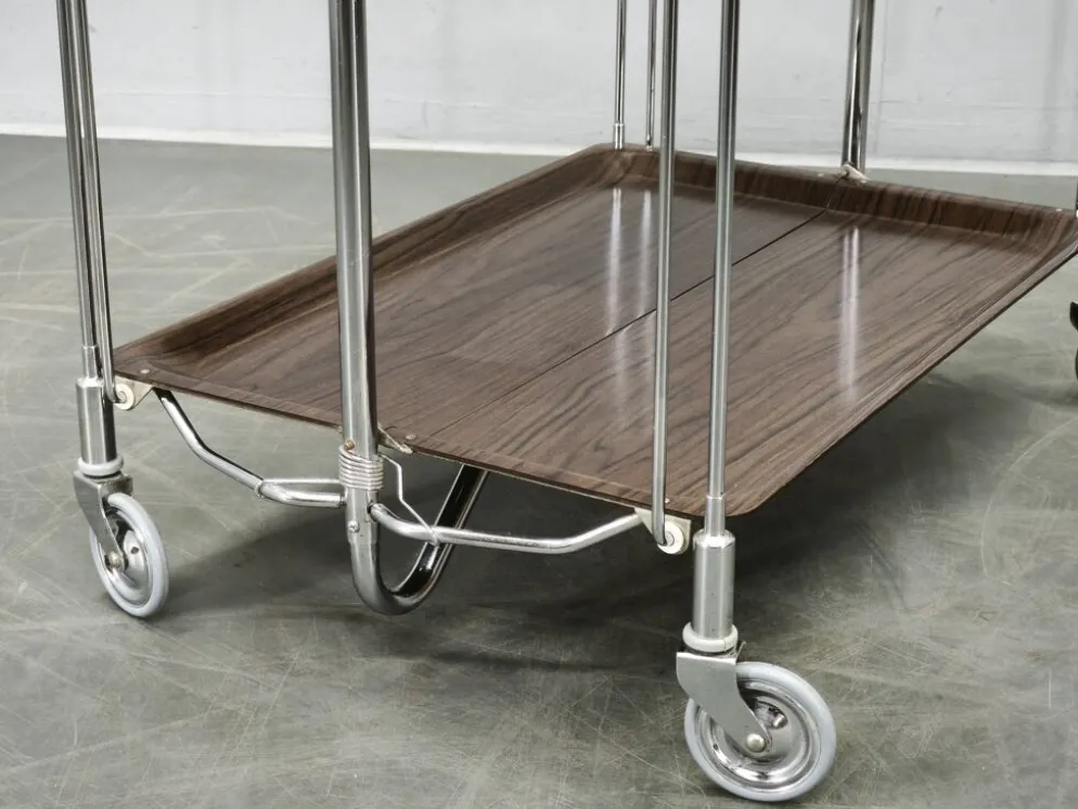 Chariot de service pliant en chrome allemand des années 1960