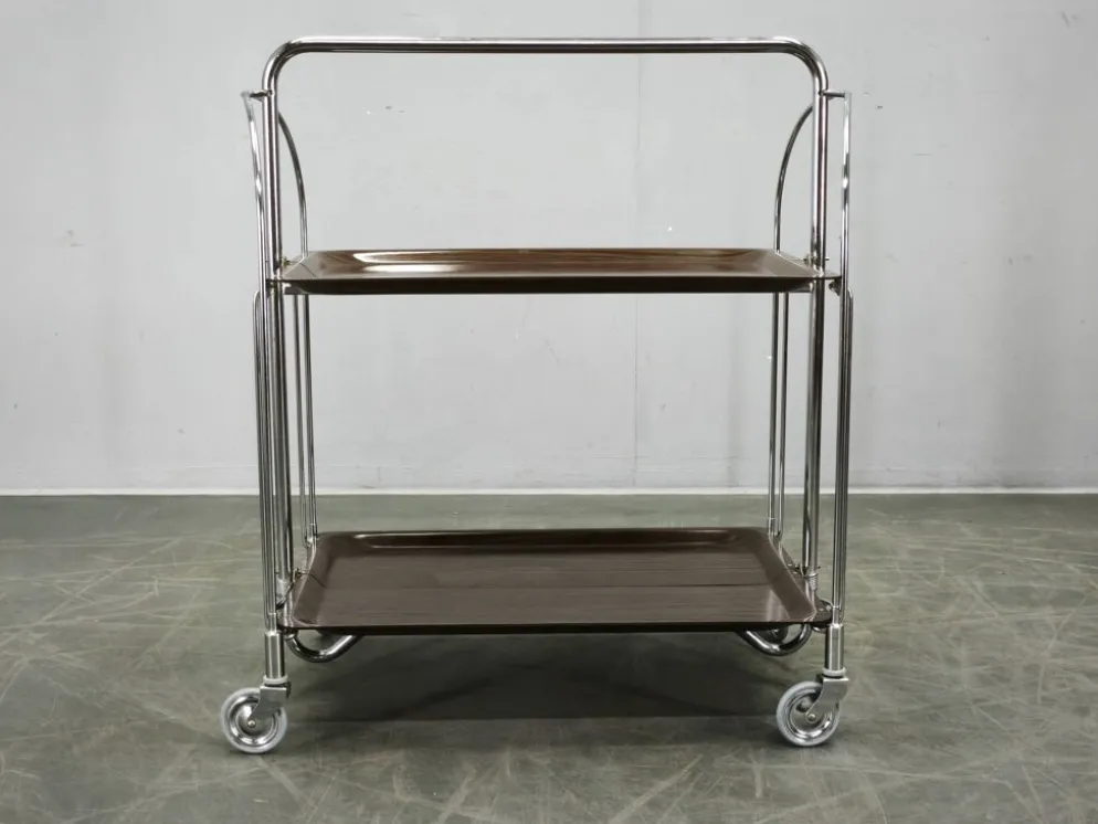 Chariot de service pliant en chrome allemand des années 1960