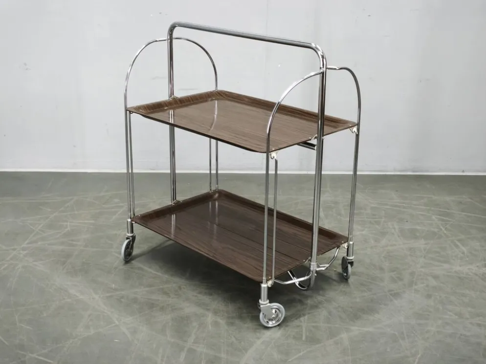 Chariot de service pliant en chrome allemand des années 1960