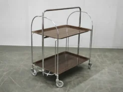 Chariot de service pliant en chrome allemand des années 1960