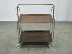 Chariot de service pliant en chrome allemand des années 1960