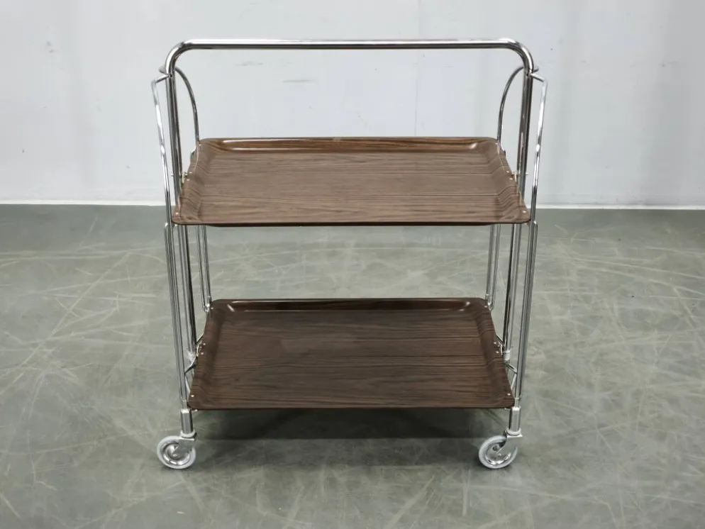 Chariot de service pliant en chrome allemand des années 1960