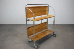 Chariot de service pliant vintage chromé, années 1950