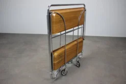 Chariot de service pliant vintage chromé, années 1950