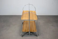 Chariot de service pliant vintage chromé, années 1950
