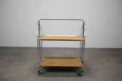 Chariot de service pliant vintage chromé, années 1950