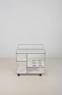 Chariot de service postmoderne italien au design épuré, années 1980
