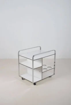 Chariot de service postmoderne italien au design épuré, années 1980