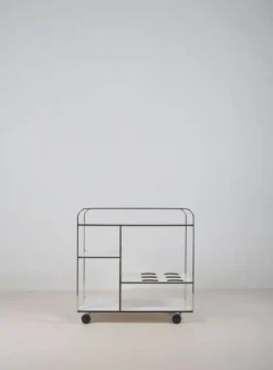 Chariot de service postmoderne italien au design épuré, années 1980
