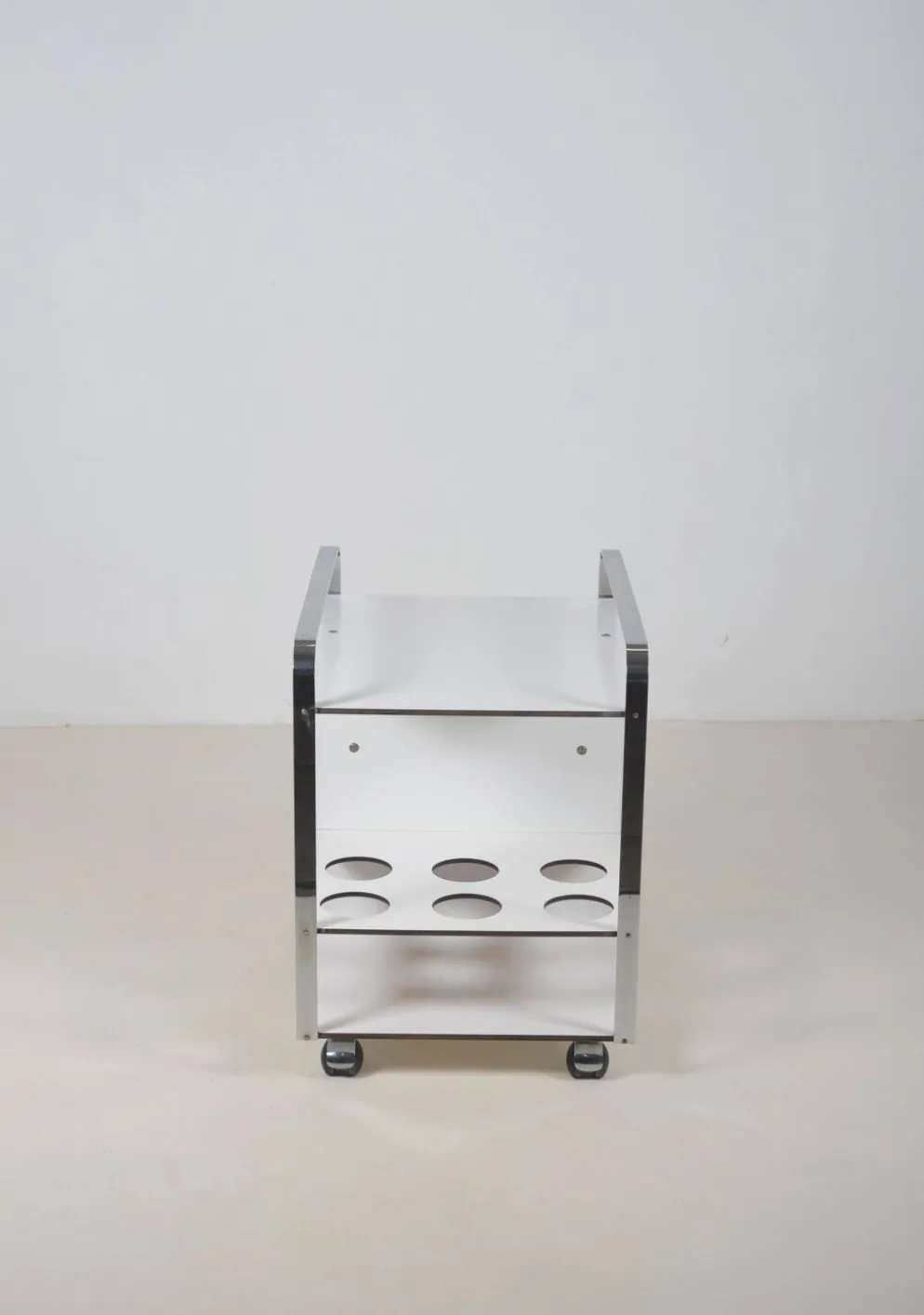 Chariot de service postmoderne italien au design épuré, années 1980