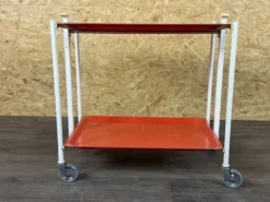 Chariot de service Table d'appoint Design orange Space Age Années 1960 Années 1970