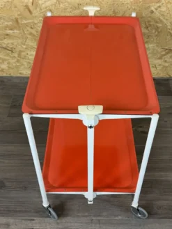 Chariot de service Table d'appoint Design orange Space Age Années 1960 Années 1970