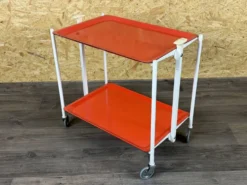 Chariot de service Table d'appoint Design orange Space Age Années 1960 Années 1970