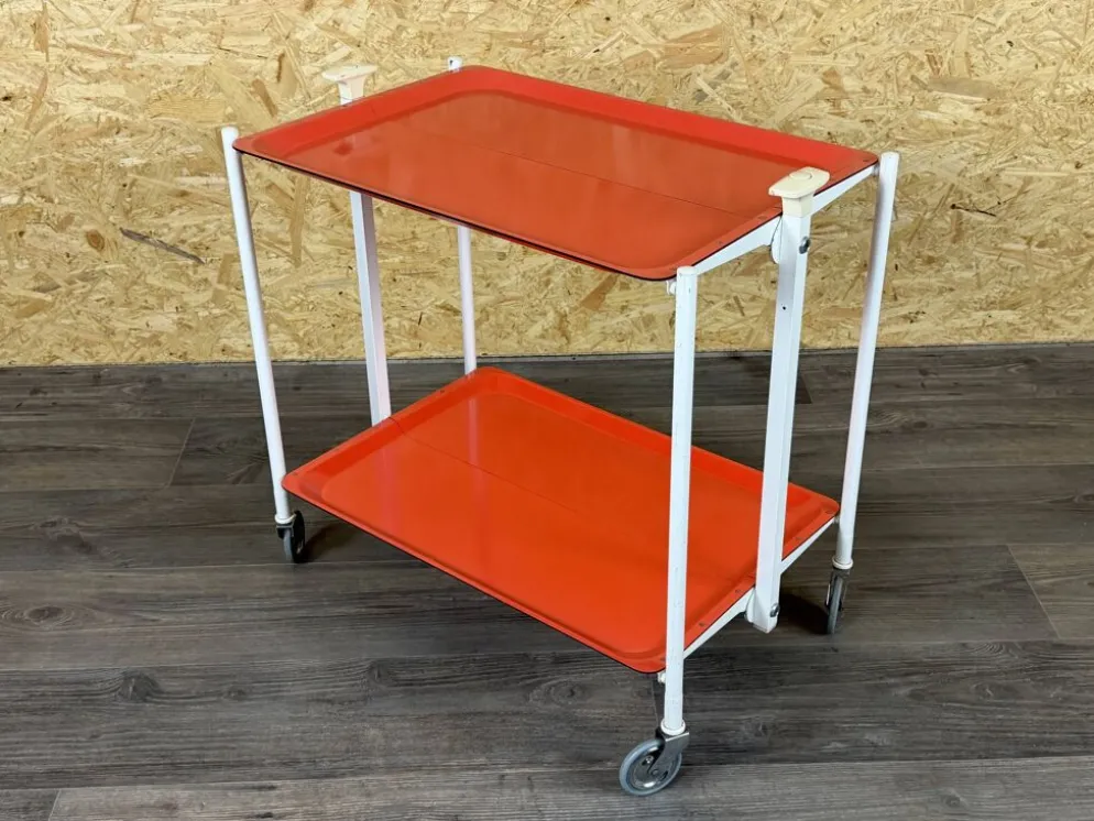 Chariot de service Table d'appoint Design orange Space Age Années 1960 Années 1970