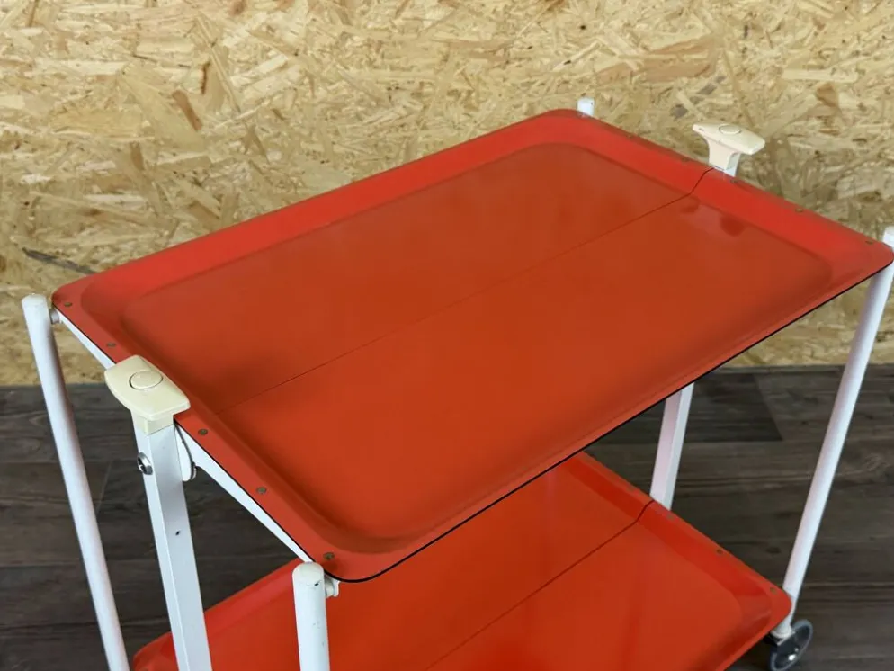 Chariot de service Table d'appoint Design orange Space Age Années 1960 Années 1970
