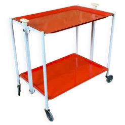 Chariot de service Table d'appoint Design orange Space Age Années 1960 Années 1970