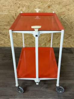 Chariot de service Table d'appoint Design orange Space Age Années 1960 Années 1970