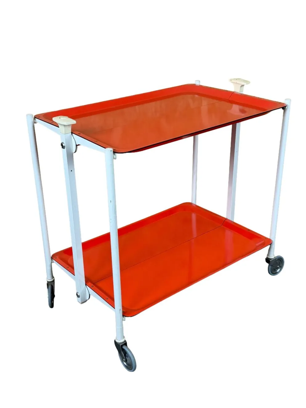 Chariot de service Table d'appoint Design orange Space Age Années 1960 Années 1970