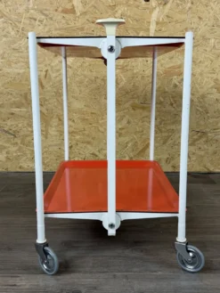 Chariot de service Table d'appoint Design orange Space Age Années 1960 Années 1970