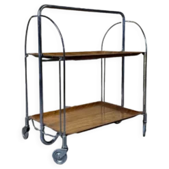 Chariot de service table d'appoint dinette space age brown design 60s 70s