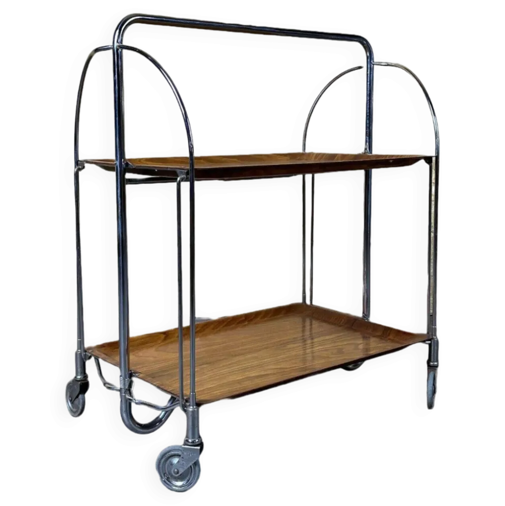 Chariot de service table d'appoint dinette space age brown design 60s 70s