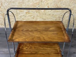 Chariot de service table d'appoint dinette space age brown design 60s 70s