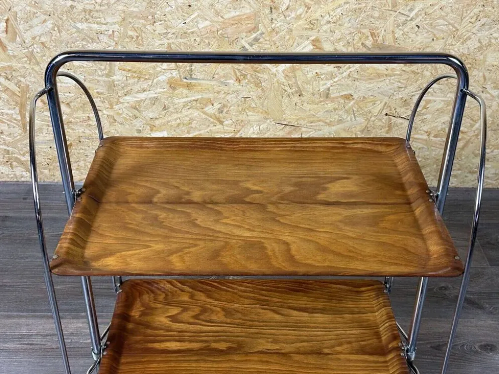 Chariot de service table d'appoint dinette space age brown design 60s 70s