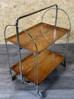 Chariot de service table d'appoint dinette space age brown design 60s 70s
