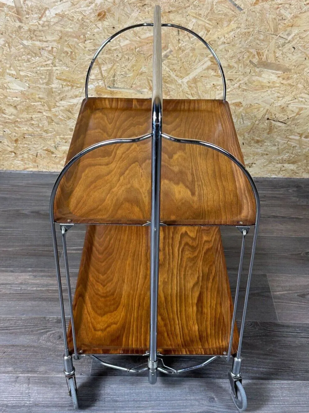 Chariot de service table d'appoint dinette space age brown design 60s 70s