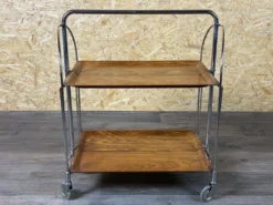 Chariot de service table d'appoint dinette space age brown design 60s 70s