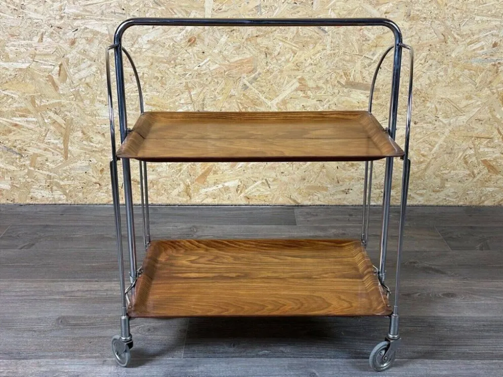 Chariot de service table d'appoint dinette space age brown design 60s 70s