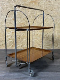 Chariot de service table d'appoint dinette space age brown design 60s 70s
