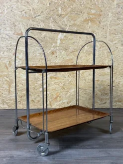 Chariot de service table d'appoint dinette space age brown design 60s 70s
