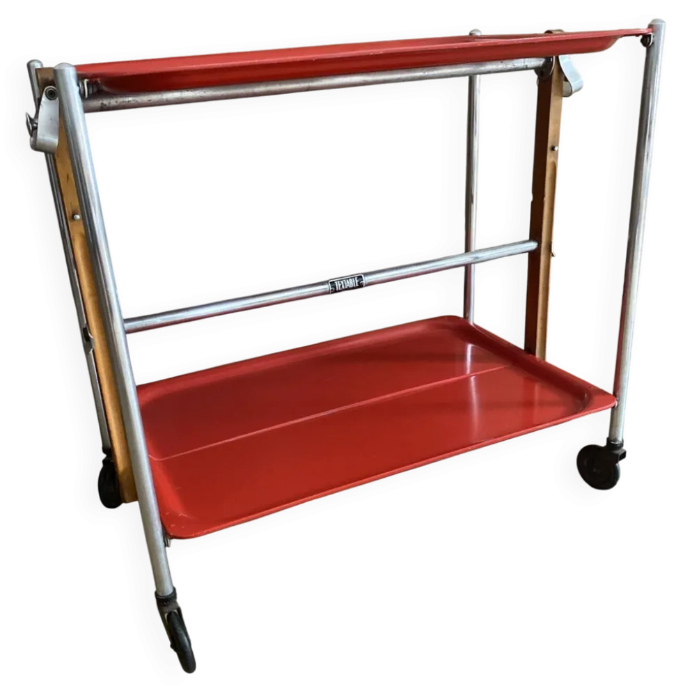Chariot de service table roulante Platex Textable rouge 70’ Spage age