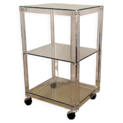 Chariot de service vintage en plexiglas et verre italien, 1980