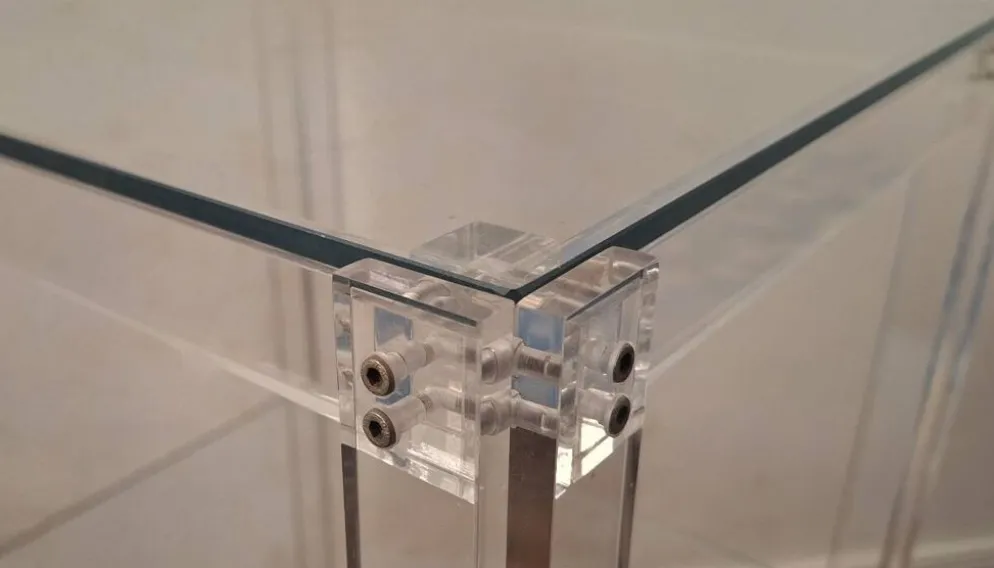Chariot de service vintage en plexiglas et verre italien, 1980