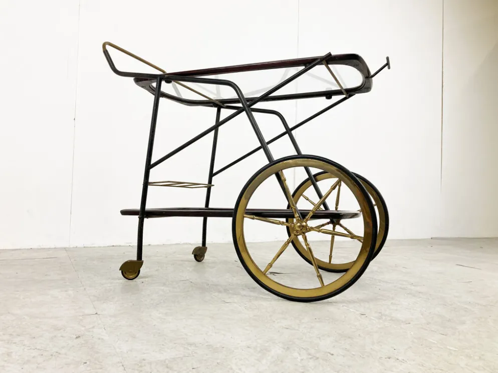 Chariot de service vintage italien par Cesare Lacca, années 1950