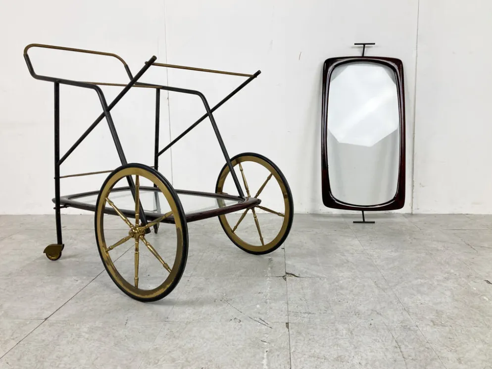 Chariot de service vintage italien par Cesare Lacca, années 1950