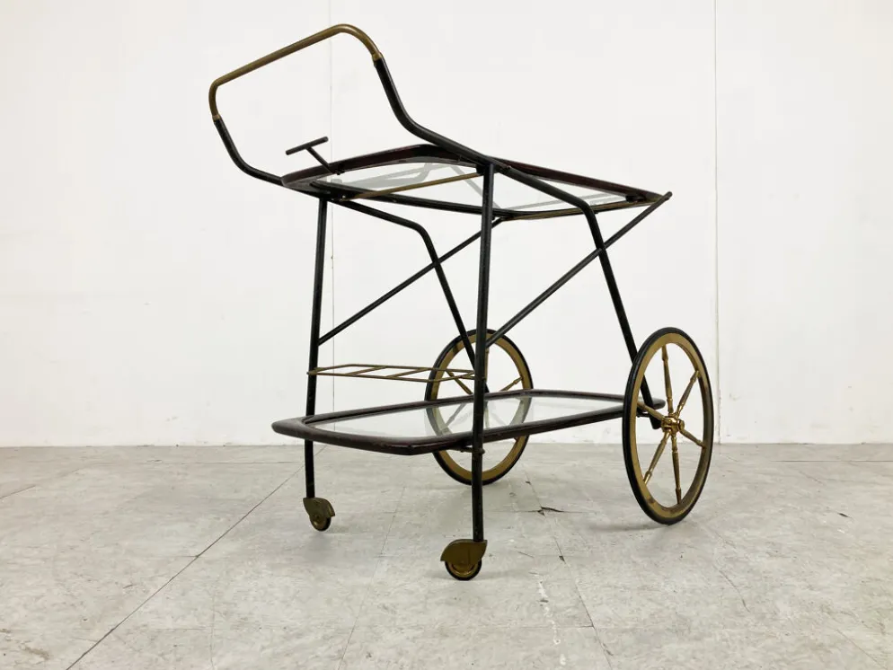 Chariot de service vintage italien par Cesare Lacca, années 1950