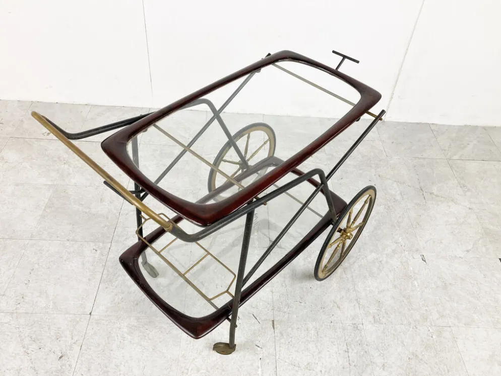 Chariot de service vintage italien par Cesare Lacca, années 1950