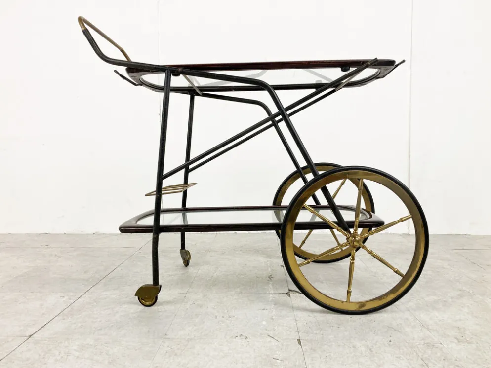 Chariot de service vintage italien par Cesare Lacca, années 1950