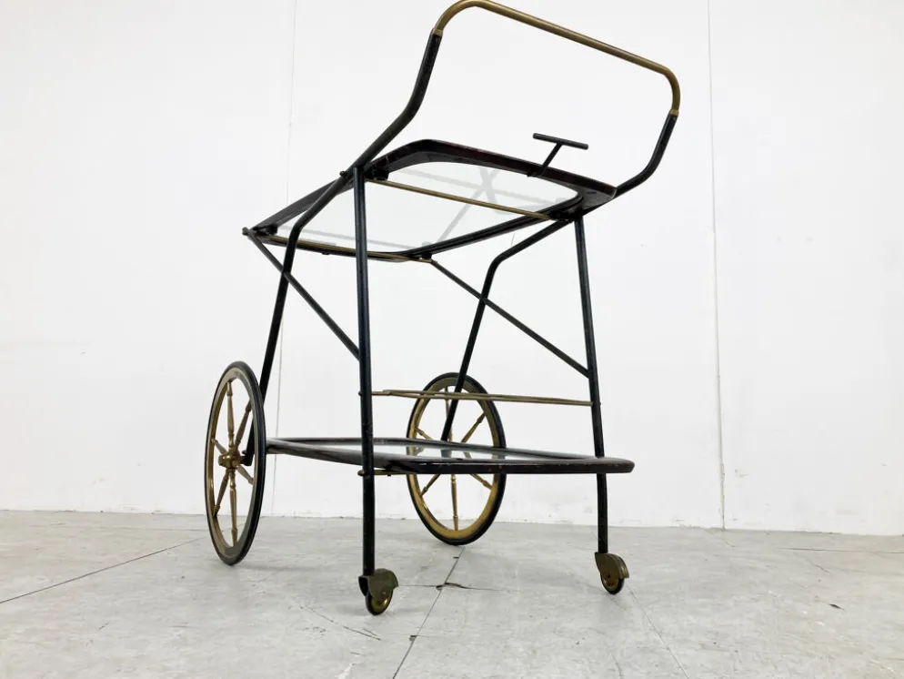 Chariot de service vintage italien par Cesare Lacca, années 1950