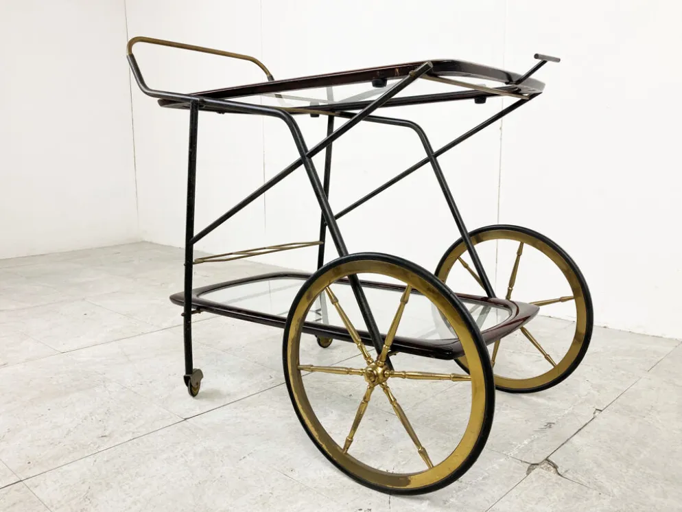 Chariot de service vintage italien par Cesare Lacca, années 1950