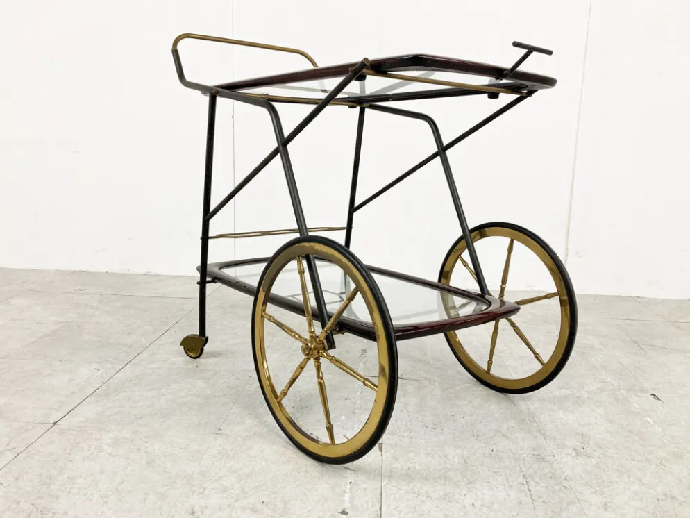 Chariot de service vintage italien par Cesare Lacca, années 1950
