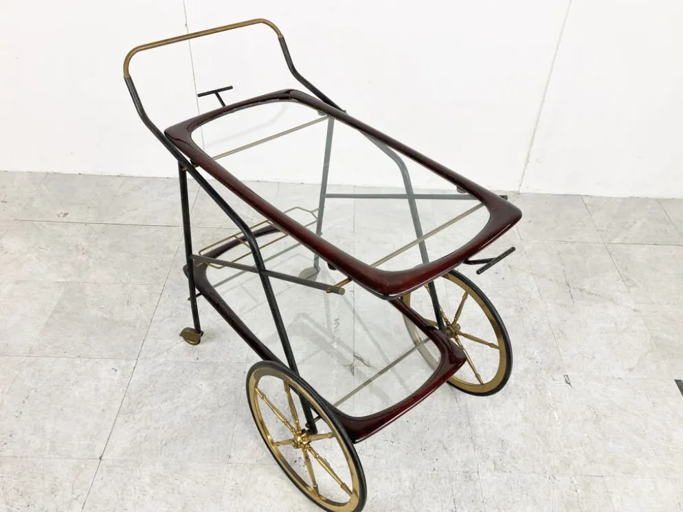 Chariot de service vintage italien par Cesare Lacca, années 1950
