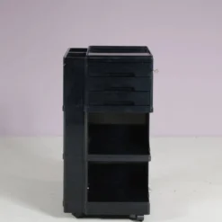 Chariot en plastique noir des années 1970, conçu par Giovanni Pelis pour Stile Neolt, Italie.
