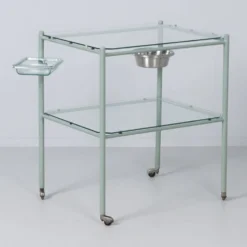 Chariot médical vintage en métal et en verre, années 1930