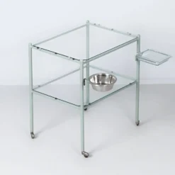 Chariot médical vintage en métal et en verre, années 1930