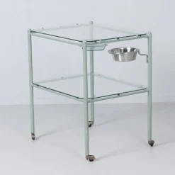 Chariot médical vintage en métal et en verre, années 1930