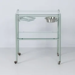 Chariot médical vintage en métal et en verre, années 1930